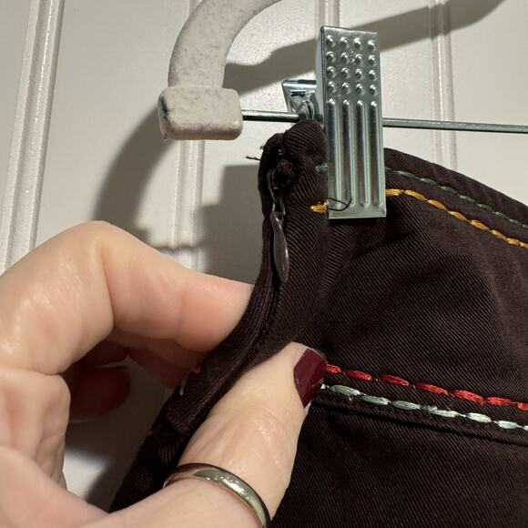 Vintage April Cornell Brown A Line Skirt Floral Embroidery Size Large - Picture 5 of 5